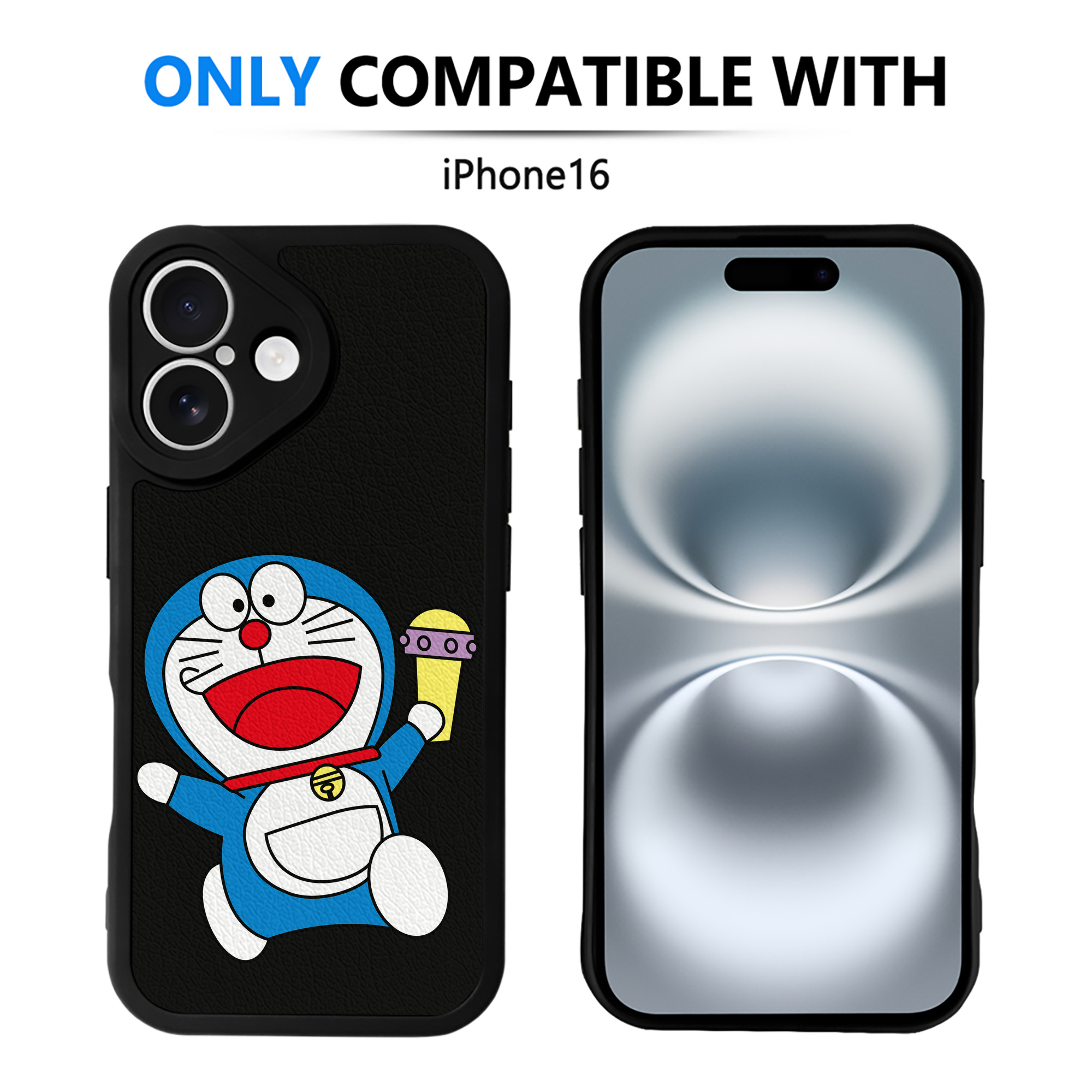 （画像用） ドラえもん Doraemon 【iPhone 16シリーズ対応】シリコンスマホケース（レザー調） 材質：シリコン